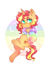 Size: 960x1280 | Tagged: safe, artist:jackytheripperart, sunset shimmer, pony, unicorn, g4, clothes, collar, ear piercing, earring, eyeshadow, hoodie, jewelry, makeup, piercing, rainbow, simple background, solo