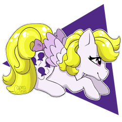 Size: 2000x2000 | Tagged: safe, artist:caprania, surprise, pegasus, pony, g1, adoraprise, cute, female, high res, lying down, mare, prone, simple background, smiling, solo, transparent background