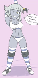 Size: 1551x3129 | Tagged: safe, artist:sumin6301, limestone pie, human, equestria girls, g4, breasts, busty limestone pie, clothes, dialogue, equestria girls-ified, female, high res, solo, spanish, speech bubble, translated in the description
