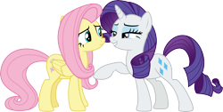 Size: 5952x3000 | Tagged: safe, artist:cloudy glow, fluttershy, rarity, pegasus, pony, unicorn, fake it 'til you make it, g4, .ai available, duo, duo female, female, mare, simple background, transparent background, vector