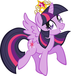 Size: 1555x1670 | Tagged: safe, twilight sparkle, alicorn, pony, g4, official, .svg available, big crown thingy, crown, element of magic, female, jewelry, mare, open mouth, open smile, raised hoof, regalia, simple background, smiling, solo, stock vector, svg, transparent background, twilight sparkle (alicorn), vector