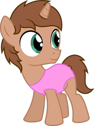 Size: 1769x2360 | Tagged: safe, artist:peternators, oc, oc only, oc:heroic armour, pony, unicorn, g4, clothes, colt, crossdressing, foal, male, male oc, one-piece swimsuit, simple background, smiling, solo, swimsuit, transparent background