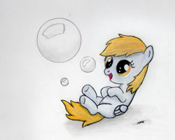 Size: 819x654 | Tagged: safe, artist:septilsix, derpy hooves, pegasus, pony, g4, cute, derpabetes, female, filly, filly derpy hooves, foal, simple background, traditional art, white background