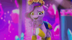 Size: 1920x1078 | Tagged: safe, screencap, pipp petals, pegasus, pony, bridlewoodstock (make your mark), g5, my little pony: make your mark, my little pony: make your mark chapter 4, spoiler:g5, spoiler:my little pony: make your mark, spoiler:my little pony: make your mark chapter 4, spoiler:mymc04e01, animated, bridlewoodstock, clothes, eyeliner, female, floral head wreath, flower, gif, glitter, grin, makeup, mare, microphone, nervous, nervous laugh, nervous smile, smiling, solo, stockings, thigh highs
