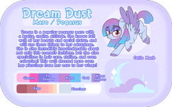 Size: 4324x2706 | Tagged: safe, artist:nomipolitan, oc, oc:dream dust, pegasus, pony, colored wings, glasses, gradient mane, pegasus oc, piercing, reference sheet, two toned wings, unshorn fetlocks, wings