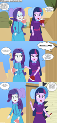 Size: 1920x4115 | Tagged: safe, artist:robukun, rarity, twilight sparkle, human, equestria girls, g4, 19th century, bonnet, comic, duo, female, western