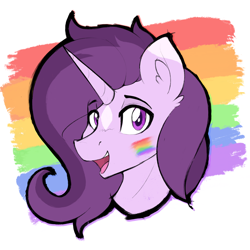 Size: 2048x2048 | Tagged: safe, artist:czu, oc, oc:czupone, bust, coat markings, facial markings, high res, pride, pride flag, pride month, rainbow flag, solo, star (coat marking)
