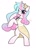 Size: 747x1046 | Tagged: safe, artist:petaltwinkle, oc, oc only, unnamed oc, pony, unicorn, bipedal, clothes, dress, female, looking at you, mare, not celestia, not flurry heart, one eye closed, signature, simple background, solo, white background