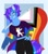 Size: 3643x4096 | Tagged: safe, artist:inisealga, oc, oc only, oc:angley, anthro, abstract background, clothes, commission, dab, female, gradient background, mare, pride, pride flag, pride month, progressive pride flag, solo, ych result