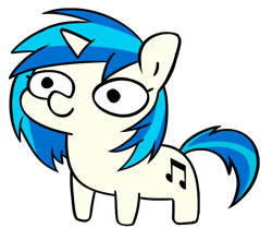 Size: 710x624 | Tagged: safe, artist:hlebushek, dj pon-3, vinyl scratch, pony, unicorn, g4, backwards cutie mark, cute, female, mare, simple background, solo, squatpony, white background