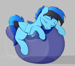 Size: 3183x2805 | Tagged: safe, artist:mizhisha, oc, oc only, oc:aury, pony, balloon, balloon riding, high res, male, male oc, requested art, simple background, smiling, solo, stallion, string, that pony sure does love balloons