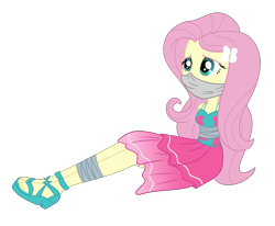 Size: 2427x2000 | Tagged: safe, artist:nie-martw-sie-o-mnie, fluttershy, human, equestria girls, equestria girls specials, g4, my little pony equestria girls: better together, my little pony equestria girls: spring breakdown, bondage, bound and gagged, cloth gag, female, gag, high res, over the nose gag, simple background, solo, tape, tape bondage, tied up, transparent background
