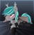 Size: 3250x3327 | Tagged: safe, artist:andaluce, oc, oc only, oc:malachite cluster, bat pony, pony, bedroom eyes, blushing, chest fluff, clothes, collar, crossdressing, cute, ear fluff, eyelashes, fangs, femboy, fluffy, gradient background, high res, hockless socks, lineless, looking up, male, male oc, partially open wings, socks, solo, stallion, wings