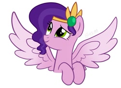 Size: 937x683 | Tagged: safe, artist:blossomsweetss, pipp petals, pegasus, pony, g4, g5, bust, female, g5 to g4, generation leap, mare, simple background, smiling, solo, spread wings, white background, wings