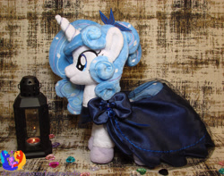 Size: 2917x2304 | Tagged: safe, artist:1stastrastudio, oc, oc only, oc:xiaoba, pony, unicorn, clothes, dress, female, filly, foal, high res, irl, lantern, photo, plushie, solo