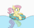 Size: 900x746 | Tagged: safe, artist:nedemai, fluttershy, pegasus, pony, g4, alternate hairstyle, animated, atg 2023, cute, female, floating, gif, inner tube, mare, newbie artist training grounds, ponytail, pool toy, shyabetes, smiling, solo, swimming, water