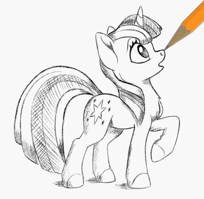 [artist:sirzi,boop,cute,female,mare,pencil,pony,safe,simple background,solo,twilight sparkle,unicorn,white background,twiabetes,unicorn twilight]