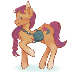 Size: 1280x1280 | Tagged: safe, artist:ghostbbee, sunny starscout, earth pony, pony, g5, chest fluff, raised hoof, side view, simple background, solo, white background