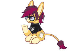 Size: 3000x2000 | Tagged: safe, artist:mxmx fw, oc, oc only, oc:comet shine, donkey, pony, clothes, donkey oc, emo, glasses, high res, korn, nonbinary, piercing, scene kid, shirt, show accurate, simple background, sitting, solo, transparent background, two toned mane