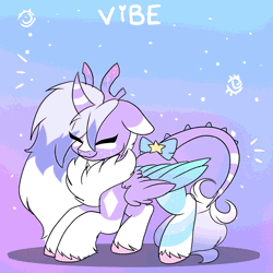 Size: 960x960 | Tagged: safe, artist:skyboundsiren, oc, oc only, oc:siren andromeda, alien, alien pony, animated, chest fluff, dancing, female, gif, gradient background, mare, solo