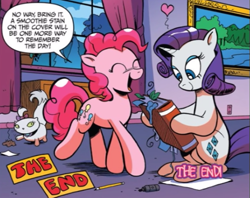 Size: 541x428 | Tagged: safe, artist:andy price, idw, opalescence, pinkie pie, rarity, friendship is magic #42, g4, my little pony: friendship is magic (idw), cute, diapinkes