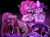 Size: 1848x1385 | Tagged: safe, artist:geluatekurama, pinkie pie, twilight sparkle, alicorn, earth pony, pony, g4, :p, burger, drink, duo, emanata, female, floppy ears, food, gradient background, grimace shake, hoof hold, levitation, magic, mare, meme, messy mane, milkshake, open mouth, open smile, pinkamena diane pie, smiling, telekinesis, tongue out, twilight burgkle, twilight snapple, twilight sparkle (alicorn)