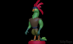 Size: 1760x1063 | Tagged: safe, mullet (g4), bird, parrot pirates, anthro, g4, 3d, 3d model, black background, pirate, simple background, solo