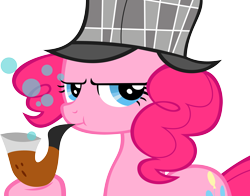 Size: 5000x3920 | Tagged: safe, artist:the-intelligentleman, pinkie pie, earth pony, pony, g4, mmmystery on the friendship express, absurd resolution, bubble pipe, deerstalker, detective, female, hat, pipe, sherlock holmes, sherlock pie, simple background, solo, transparent background, vector
