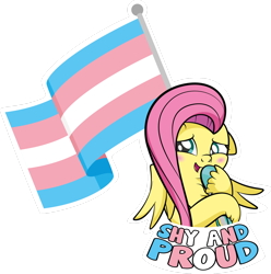 Size: 1920x1934 | Tagged: safe, artist:alexdti, fluttershy, pegasus, pony, g4, female, lgbt, mare, pride, pride flag, simple background, solo, trans fluttershy, transgender, transgender pride flag, transparent background