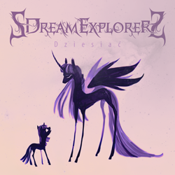 Size: 2384x2384 | Tagged: safe, artist:dearmary, twilight sparkle, alicorn, pony, unicorn, g4, my little pony: friendship is magic, the last problem, album cover, duality, female, filly, filly twilight sparkle, high res, limited palette, older, older twilight, older twilight sparkle (alicorn), princess twilight 2.0, time paradox, twilight sparkle (alicorn), younger