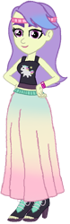 Size: 311x1002 | Tagged: safe, artist:rainbowstarcolour262, snow flower, human, equestria girls, g4, my little pony equestria girls: better together, bare shoulders, clothes, cutie mark on clothes, dyed hair, feet, female, hand on hip, headband, high heels, long skirt, midriff, open-toed shoes, shoes, simple background, skirt, solo, tank top, toes, transparent background, wristband