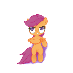 Size: 3000x3000 | Tagged: safe, artist:widelake, scootaloo, pegasus, pony, g4, angry, anxiety, belly, female, high res, looking at you, lying down, simple background, solo, spread wings, teary eyes, white background, wings