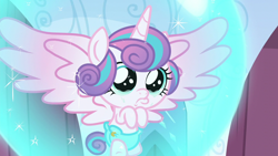 Size: 1280x720 | Tagged: safe, screencap, princess flurry heart, alicorn, pony, g4, season 6, the crystalling, baby, baby pony, crying, cute, cutest pony alive, cutest pony ever, daaaaaaaaaaaw, dilated pupils, faic, female, flurrybetes, flying, magic bubble, moments before disaster, pouting, puppy dog eyes, reaction image, solo, teary eyes