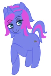 Size: 681x1021 | Tagged: safe, artist:zan logemlor, oc, oc only, oc:fine wine, pony, unicorn, eyebrows, eyebrows visible through hair, female, horn, mare, raised hoof, simple background, smiling, solo, unicorn oc, white background