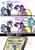 Size: 1920x2716 | Tagged: safe, artist:julunis14, fancypants, princess celestia, rarity, twilight sparkle, alicorn, pony, unicorn, series:my little honses, g4, sweet and elite, :c, :v, birthday dress, clothes, comic, dialogue, dress, exclamation point, female, frown, male, mare, missing cutie mark, misspelling, parody, question mark, scene interpretation, silly, simple background, smiley face, stallion, unicorn twilight, white background