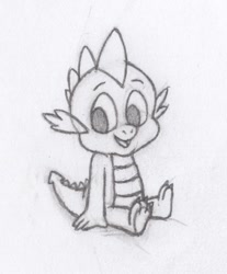 Size: 630x760 | Tagged: safe, artist:taylerthecartoonboy2001, spike, dragon, g4, 60s, cute, male, sketch, solo, spikabetes