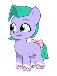Size: 1213x1617 | Tagged: safe, artist:caseyben887, seashell (g5), earth pony, pony, g5, my little pony: tell your tale, pippsqueaks forever, spoiler:g5, spoiler:my little pony: tell your tale, spoiler:tyts01e28, bow, female, filly, foal, pippsqueaks, simple background, solo, tail, tail bow, transparent background