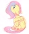Size: 891x1032 | Tagged: safe, artist:melodylibris, fluttershy, pegasus, pony, g4, cute, ears back, female, floppy ears, looking at you, looking back, looking back at you, mare, partially open wings, rear view, shyabetes, simple background, sitting, smiling, solo, three quarter view, white background, wings