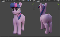 Size: 1587x985 | Tagged: safe, artist:acrylic, twilight sparkle, pony, unicorn, g4, 3d, blender, blender cycles, butt, chubby, commission, dock, hooves, plot, tail, twibutt, unicorn twilight, wip