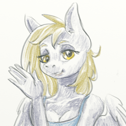 Size: 1056x1056 | Tagged: safe, artist:kovoranu, derpy hooves, pegasus, anthro, g4, equine, solo