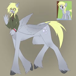 Size: 1280x1280 | Tagged: safe, artist:t0bst3r_099, screencap, derpy hooves, centaur, pegasus, pony, anthro, taur, g4, anthro centaur, female, gray background, screencap reference, simple background, solo