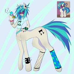 Size: 1280x1280 | Tagged: safe, artist:t0bst3r_099, dj pon-3, vinyl scratch, centaur, anthro, taur, g4, female, gray background, screencap reference, simple background, solo