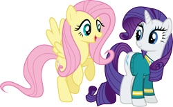 Size: 4853x3000 | Tagged: safe, artist:cloudy glow, fluttershy, rarity, pegasus, pony, unicorn, filli vanilli, g4, .ai available, duo, ponytones outfit, simple background, transparent background, vector