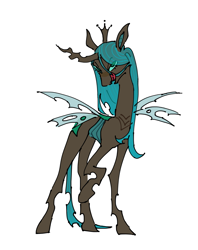 Size: 1619x2048 | Tagged: safe, artist:arrgh-whatever, queen chrysalis, changeling, changeling queen, pony, g4, simple background, solo, tongue out, white background