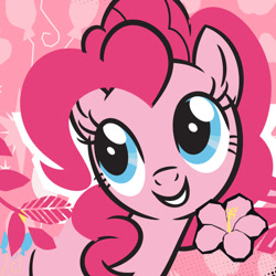 Size: 1000x1000 | Tagged: safe, pinkie pie, earth pony, pony, g4, official, abstract background, avatar, female, mare, pink, profile picture, solo