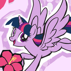 Size: 1000x1000 | Tagged: safe, twilight sparkle, alicorn, pony, g4, official, abstract background, avatar, female, flying, mare, profile picture, solo, twilight sparkle (alicorn)