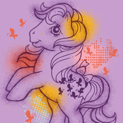 Size: 1000x1000 | Tagged: safe, butterscotch (g1), earth pony, pony, g1, official, abstract background, avatar, female, mare, solo