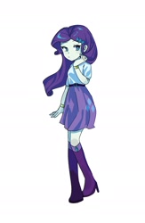 Size: 1330x2041 | Tagged: safe, artist:sugarcube269, rarity, human, equestria girls, g4, boots, clothes, female, shoes, simple background, skirt, solo, white background