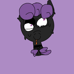 Size: 1378x1378 | Tagged: safe, artist:hexals, oc, oc only, oc:peppaline hequeeb, pony, 1000 hours in ms paint, cloak, clothes, glasses, melting, purple background, purple eyes, purple mane, simple background, solo
