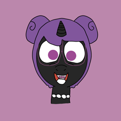 Size: 1378x1378 | Tagged: safe, artist:hexals, oc, oc only, oc:hexaline equeeb, pony, unicorn, 1000 hours in ms paint, braces, glasses, jewelry, necklace, pearl necklace, purple background, purple eyes, purple mane, simple background, solo